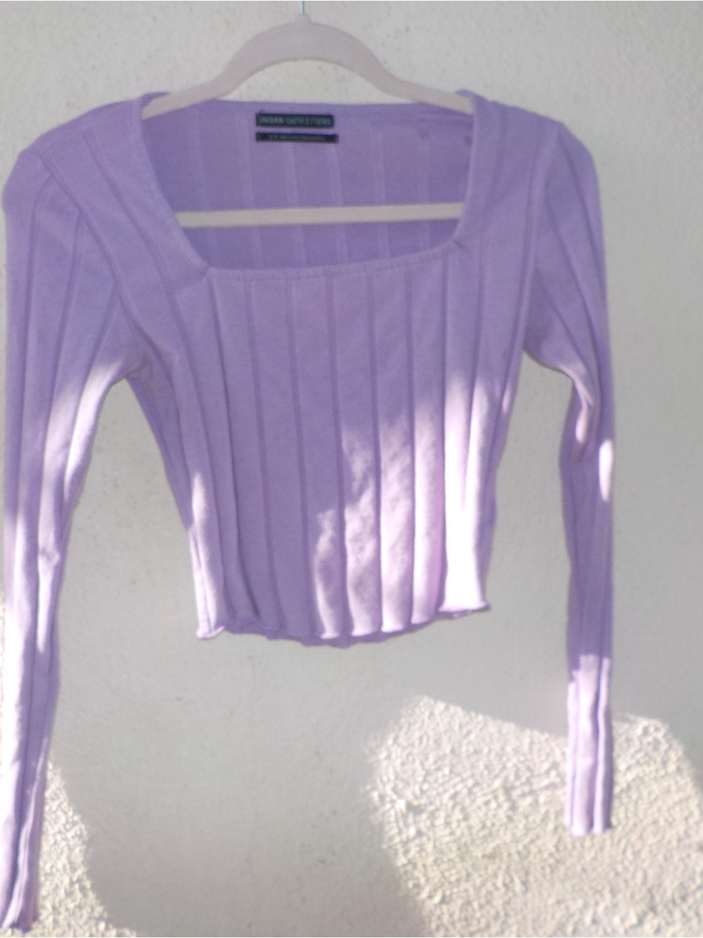 Urban Outfitters Lavender Ribbed Long-Sleeve Square Neck Top